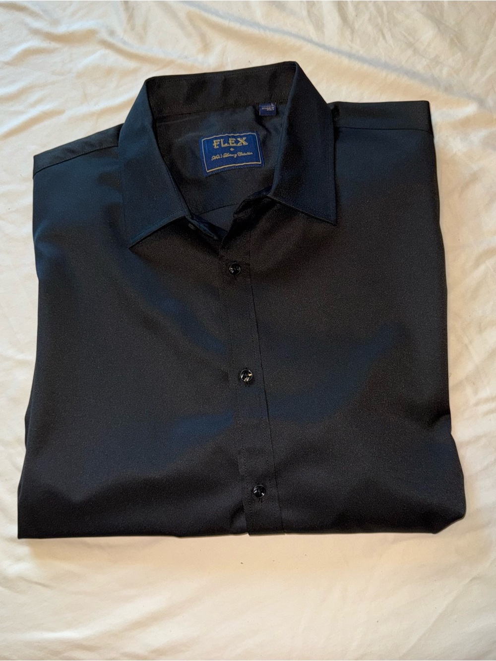 Flex Men ‘s Luxury Collection Black Dress Button-Up Shirt